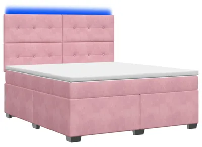 Produktbild von Boxspringbett mit Matratze mit Kopfteil Rosa 160 x 200 cm Samt