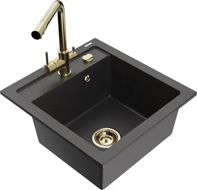Produktbild von Mexen Vito 1-Becken-Granit-Spüle mit Mischbatterie Duero, Schwarz gesprenkelt - 6503-76-671600-50