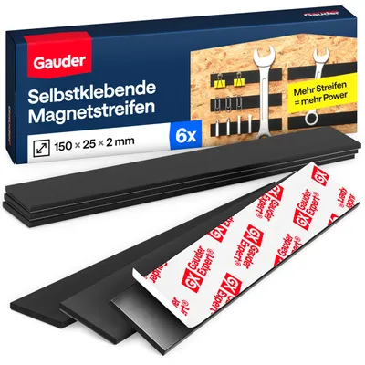 Immagine prodotto di GAUDER, strisce magnetiche autoadesive, magneti adesivi (6 pezzi, 150x25x2 mm)