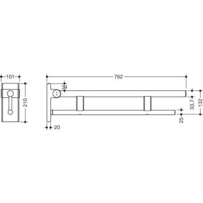 Produktbild von HEWI 900.50.10360 DX Stützklappgriff Duo (A), L:750mm,