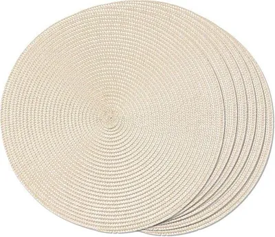 Zdjęcie produktu dla Zestaw 6 okrągłych, tkanych podkładek pod talerze - możliwość prania - antypoślizgowe - średnica 38 cm - kolor beżowy