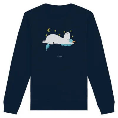 Produktbild von Mr. & Mrs. Panda Baumwoll Pullover Einhorn Sternenhimmel Größe XS - French Navy - Geschenk, Einhörner, Unicorn, Rundhals, Bio Sweatshirt, Verrückt, Sweater, Sterne, Pulli