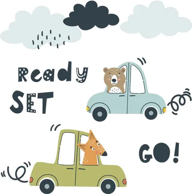 Produktbild von Wandaufkleber Kinderzimmer – Wandsticker für Baby & Kinder – Selbstklebende Wanddekoration – Abnehmbar ohne Rückstände – Deko für Mädchen & Jungen - Auf die Straße! Tiere in pastellfarbenen Autos80x108 cm