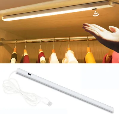 Produktbild von 50cm LED Unterbauleuchte Lichtleiste mit Sensor USB Schrankleuchte Küchenleuchte, Warmweiß