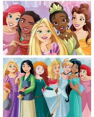 Image de 2 puzzles princesse disney : pocahontas raiponce vaiana - 2 x 100 pieces - educa - 19298