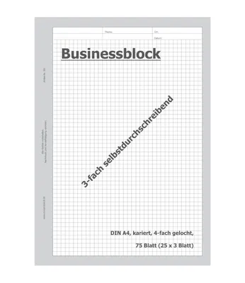 Produktbild von europrotokoll Karo-Durchschreibeblock, 3-fach selbstdurchschreibend, DIN A4, weiß, kariert