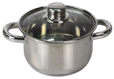 Produktbild von Edelstahl Kochtopf mit Glasdeckel 1,0 bis 5,2 Liter Induktionsgeeignet