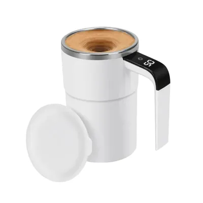 Produktbild von 380 ml šálka so samospádom, samospádový hrnček na kávu s LCD displejom, nabíjateľný cez USB Type-C - MIKSICUP White