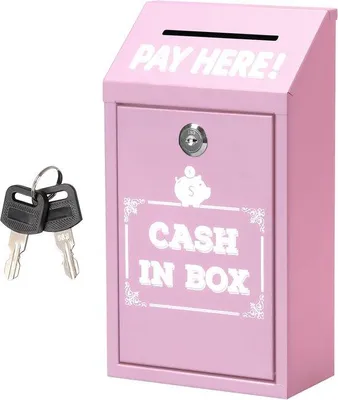 Produktbild von Famanu Spendenbox Metall - Sichere Aufbewahrung mit Schlüsselschloss - Rosa