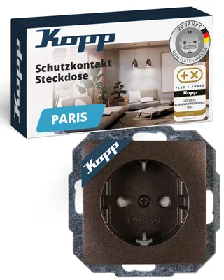 Produktbild von Kopp PARIS Schutzkontaktsteckdose, Palisander-Braun, 1-fach, 16A