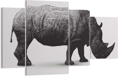 Produktbild von Bild auf Leinwand - Leinwandbild - Nashorn Tier Afrika Safari - 120x70cm - Wand Bild - Wanddeko - Leinwanddruck - Bilder - Kunstdruck - Wanddekoration - Leinwand bilder - Wandkunst - DL120x70-2935