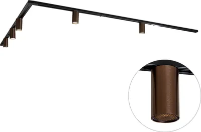 Zdjęcie produktu dla QAZQA - Nowoczesny Nowoczesny system szynowy I Reflektor punktowy I Reflektor sufitowy I Reflektor z 5-punktowym spotem I Reflektor punktowy I Reflektor sufitowy I Reflektor sufitowy I Reflektor I Lampa I Oprawy oświetleniowe Ciemny brąz 1-fazowy