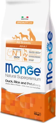 Obrázek produktu pro Monge Monoprotein Kachna s rýží a bramborami 12 kg
