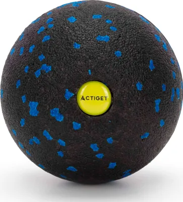 Produktbild von ACTIGET Ball zur Muskelmassage nach dem Training, mittelharter Spitzenroller, schwarz und blau