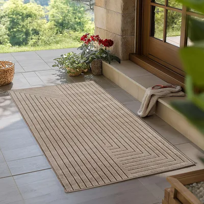 Zdjęcie produktu dla Carpetsale24 Dywan Zewn?trzny Nowoczesny Boho Design Efekt 3D Odporny na UV Idealny na Taras do Salonu i Kuchni, Rozmiar: 80x150 cm