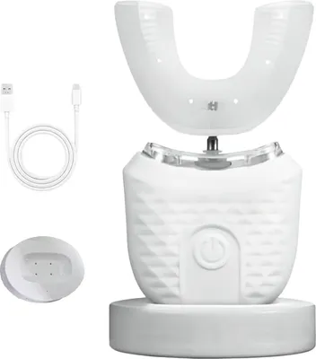 Produktbild von U-förmige Elektrische Zahnbürste – intelligente Silizium Zahnbürste, Schall, 360° Reinigung, Wasserdicht, Weiß