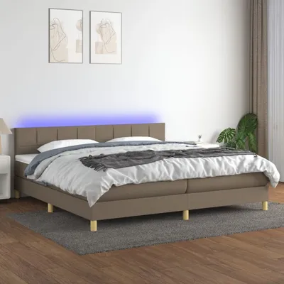 Produktbild von Design Möbel Boxspringbett mit Matratze & LED Taupe 200x200 cm Stoff - 2024 Neu