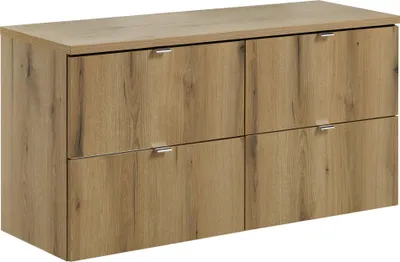 Zdjęcie produktu dla Szafka Łazienkowa 120 Cm Dąb Z Blatem I 4 Szufladami Bez Umywalki