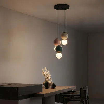 Productafbeelding van 3-lichts hanglamp Noesis design, AI-gegenereerde afbeelding