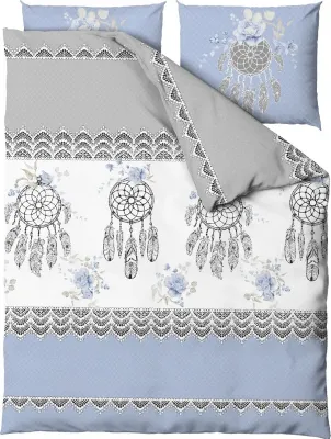 Produktbild von Bettwäsche, Baumwollsatin, hohe Qualität 200x220 Boho Blau, Traumfänger