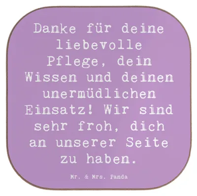 Produktbild von Mr. & Mrs. Panda Untersetzer Tasse Spruch Dankbare Pflegekraft - Lavendeltraum - Geschenk, Flaschenuntersetzer, Tassenuntersetzer, Helden, Fürsorge, Danke sagen, Gläser