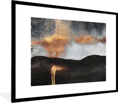Produktbild von MuchoWow® Gerahmtes Poster Abstrakt - Gold - Chic - Schwarz - Grau 80x60 cm - Poster mit Schwarzem Bilderrahmen Wandposter Rahmen Foto Bilder - Schlafzimmer-Dekorationen - Fotoposter