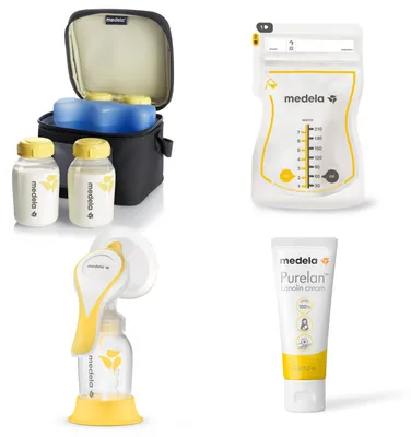 Image de Kit Allaitement Complet - Tire-lait Manuel Harmony Flex™ + Cooler Bag avec 4 Biberons + Sachets Conservation Easy Pour x50 + Crème Lanoline PureLan™ 37g