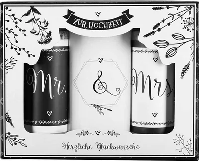 Produktbild von Geschenkset zur Hochzeit „Mr & Mrs“ – 2× Duschgel 100 ml + 1× Seife 100 g in Geschenkbox – Hochzeitsgeschenk