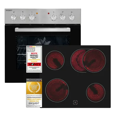 Produktbild von Exquisit Einbauherdset EHE 156-2.1 UBZ-Set | 59 l Garraumvolumen | 7 Backofenprogramme | Kochfeld mit Rahmen | Energieklasse A | Grill