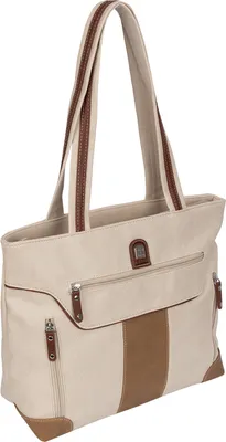 Produktbild von Damen Tasche Schultertasche Shopper Henkeltasche Handtasche Leder Optik CREAM-BRAUN (15129)
