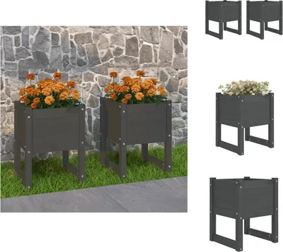 Obrázek produktu pro vidaXL květináč 2 ks Šedý 40x40x52,5 cm z masivního borovicového dřeva - Květináče a květináče