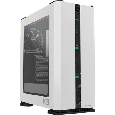 Produktbild von Zalman X3 WHITE, Midi Tower, PC, Weiß, ATX, micro ATX, Mini-ITX, Stahl, Blau, Grün, Rot