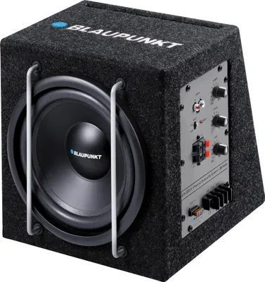 A Blaupunkt subwoofer system is shown against a white background.