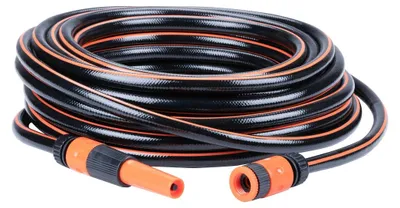 Produktbild von BLACK+DECKER Gartenschlauch 20M mit Kupplungsset 5 Stück Max. 6Bar PVC Schwarz/Orange