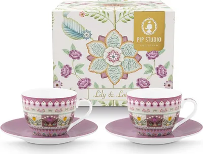 Produktbild von PIP STUDIO Lily&Lotus Espressotasse m.U. lila 120ml 4tlg