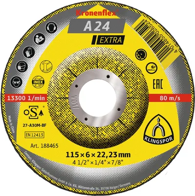 Image de Meule à ébarber KRONENFLEX A 24 Extra 115 x 6 x 22,23mm - KLINGSPOR - 188465