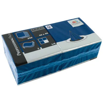 Produktbild von 250 Stück Zelltuch-Servietten, 3-lagig, 1/4 Falz, 40x40cm, blau