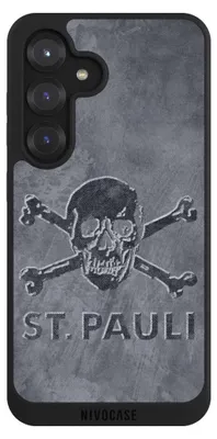 Produktbild von NIVOCASE Handyhülle für Samsung Galaxy S25  Hülle NIVOpure Case Schwarz Beton FC St. Pauli Logo