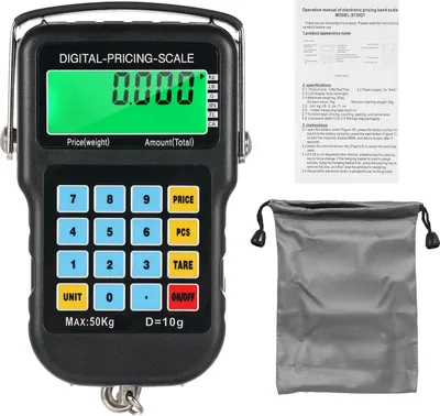 Obrázek produktu pro 110 lb/50 kg váha na ryby s podsvícením, LCD, přenosná, elektronický háček, digitální rybářská váha, závěsná váha s měrkou, pravítko pro lov, rybaření, poštu, kuchyni
