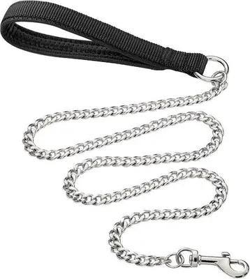 Produktbild von Metallhundeleine mit ergonomischem Griff für große und mittelgroße Hunde - 180 cm x 3 mm stark.