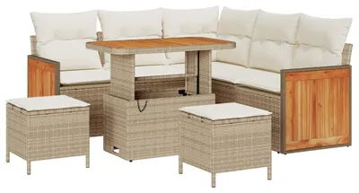 Image de vidaXL Ensemble de canapé de jardin avec coussins 8 pcs Beige et Crème