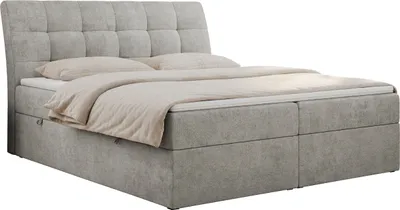 Produktbild von Boxspringbett 140x200 mit Matratze, Bett mit Multipocket - Matratze H3 und Topper, Polsterbett 140x200 mit Bettkasten und Kopfteil, DIEGOS - 140x200 - Hellgrau - Struktur - H3