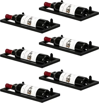 Produktbild von 6er Set Weinregal aus Metall in Schwarz zur Wandmontage