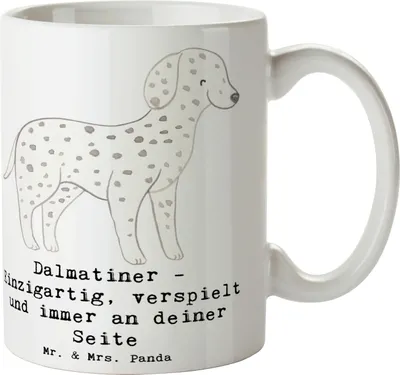 Produktbild von Mr. & Mrs. Panda Kaffeetasse Dalmatiner Freund - Weiß - Geschenk, Tasse, mit Spruch, Hunderasse, treuer Begleiter, Hund, Teetasse, Kakaotasse, Geselligkeit, Eigenschaften