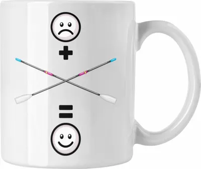 Produktbild von Trendation - Rudern Tasse Geschenk für Ruderer Lustige Geschenkidee :( + Rudern = :) Geburtstag (Weiß)