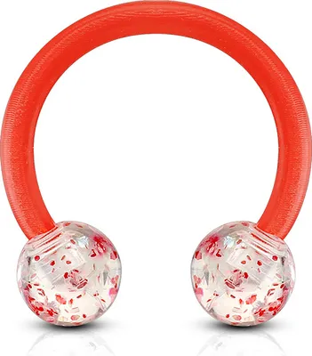Produktbild von viva-adorno 1,2mm Hufeisen Piercing Lippenpiercing Augenbrauenpiercing Glitter Glitzer Kugeln Kunststoff Kunststoff verschiedene Farben Z528,rot