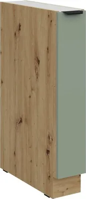 Produktbild von LUNARA Auszugsschrank – Breite 15 cm, grün/Eiche (handwerklich)