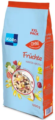 Produktbild von Kölln Müsli Früchte ohne Zuckerzusatz, Sparpack 1200g
