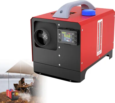 Image de Chauffage à air diesel XINZI 8 kW avec écran LCD et télécommande, chauffage d'appoint, chauffage à air pour le camping, l'atelier et une utilisation hors réseau, rouge (type E)