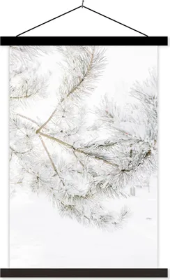 Produktbild von MuchoWow® Textilposter Winter - Schnee - Zweige 40x60 cm mit schwarzem Rahmen - Wanddekorationen